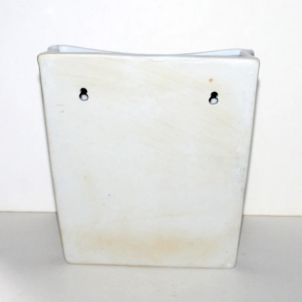 Chinese Porcelain Wall Pocket Vase Planter Yellow Blue chinoiserie Square holder